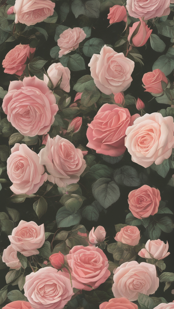 Vintage rose garden wallpaper