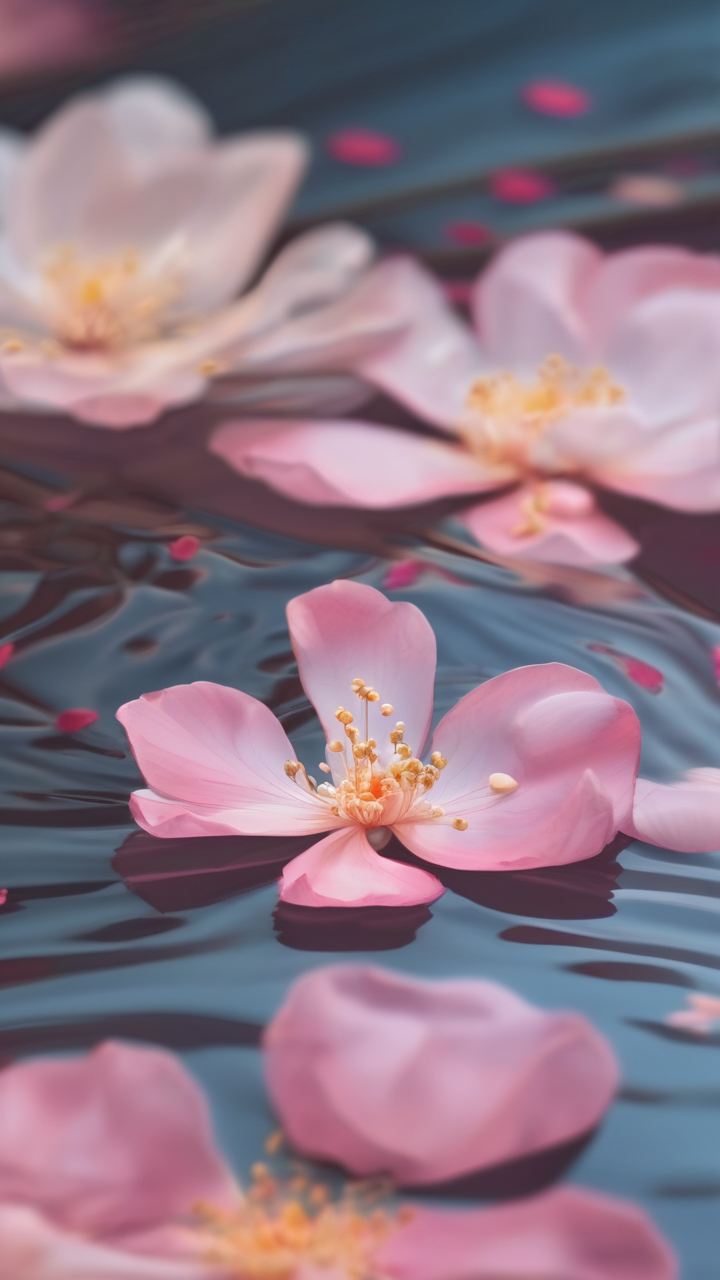 Floating petals on water wallpaper