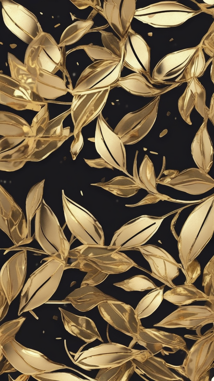Abstract gold leaf pattern wallpaper