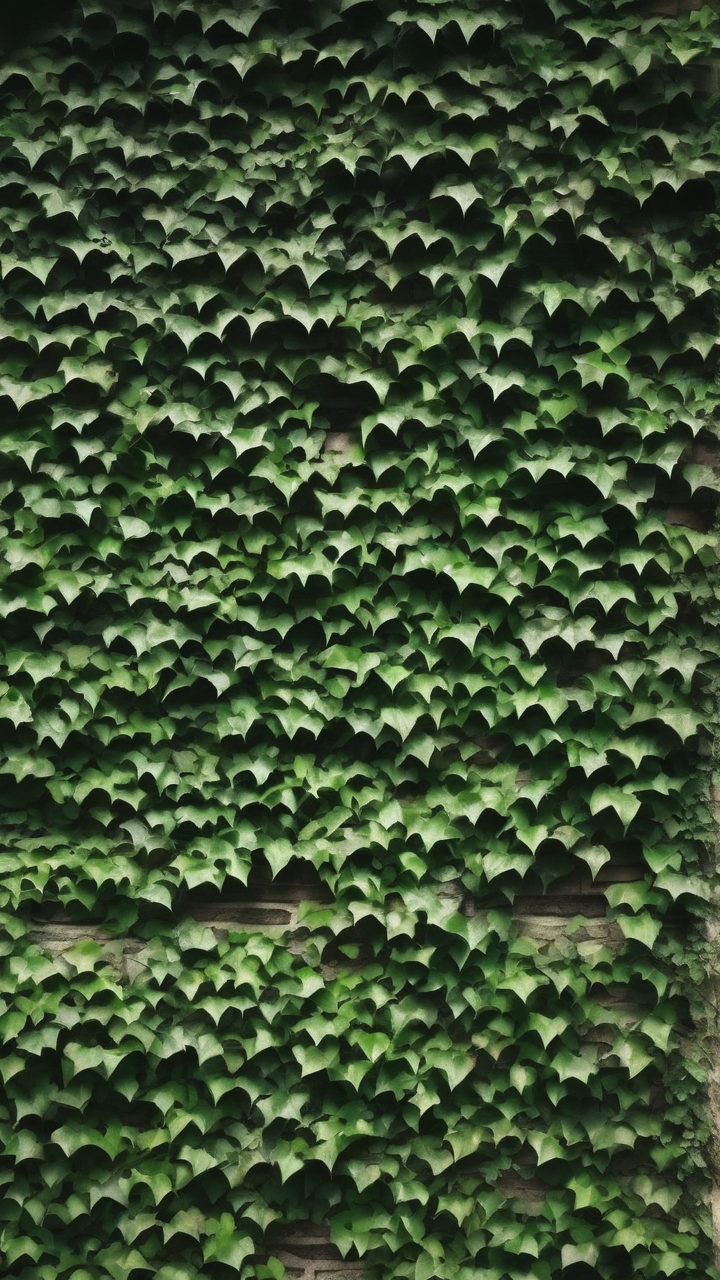 Ivy covered old wall aesthetic wallpaper