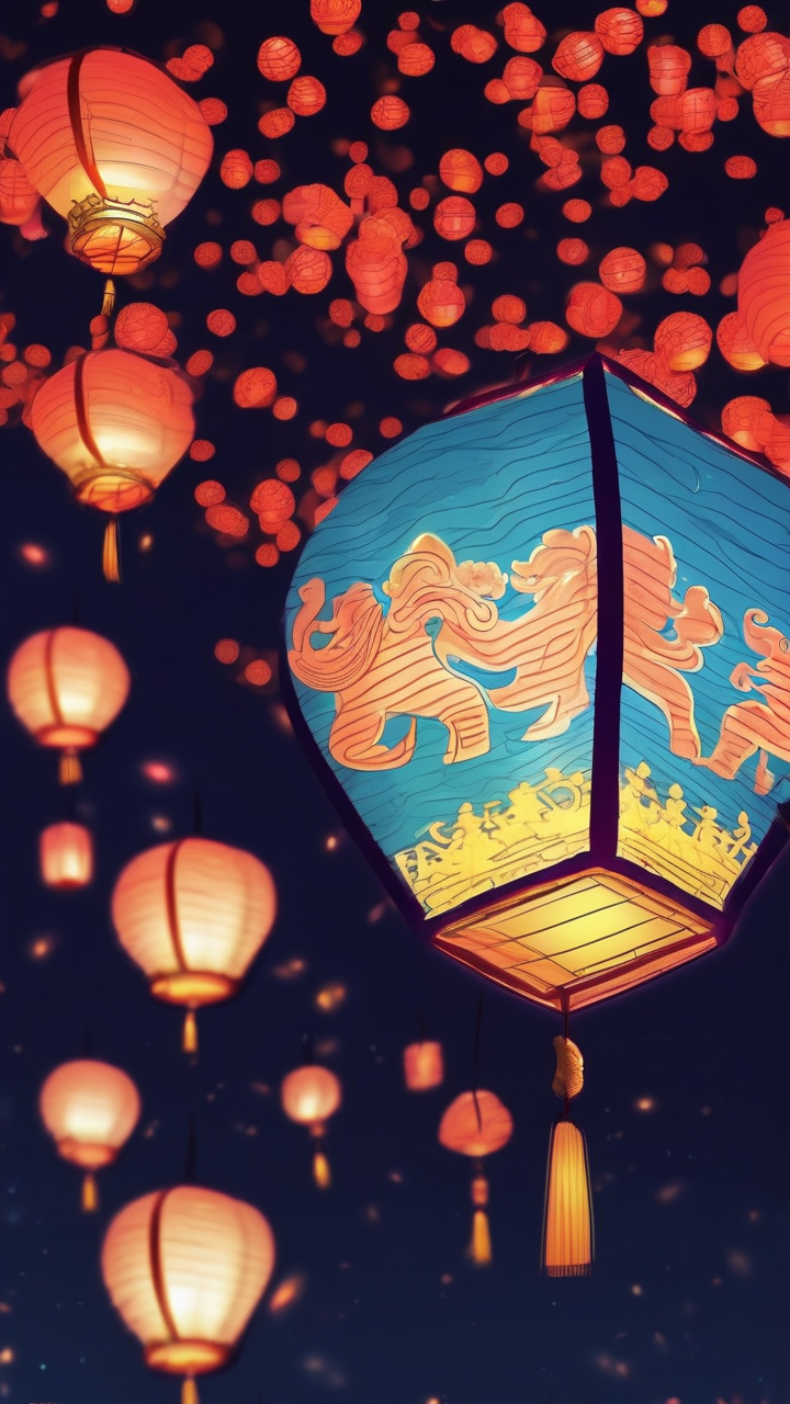 Night lantern festival wallpaper