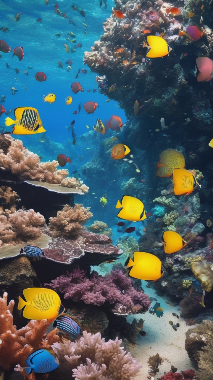 Tropical fish reef wallpaper