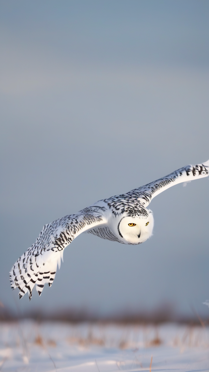 Snowy owl flying wallpaper