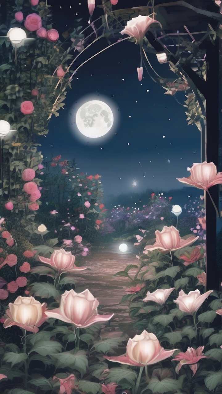Moonflower garden wallpaper