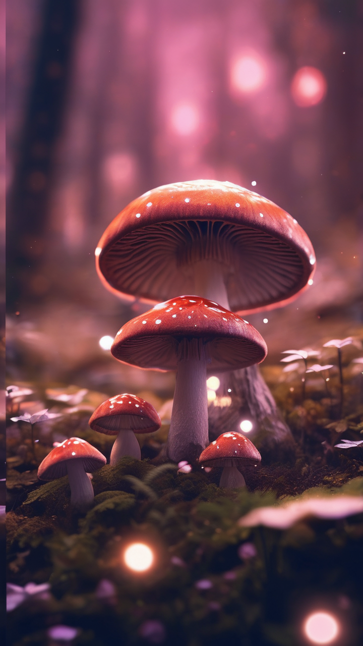 Glowing mushroom fantasy wallpaper