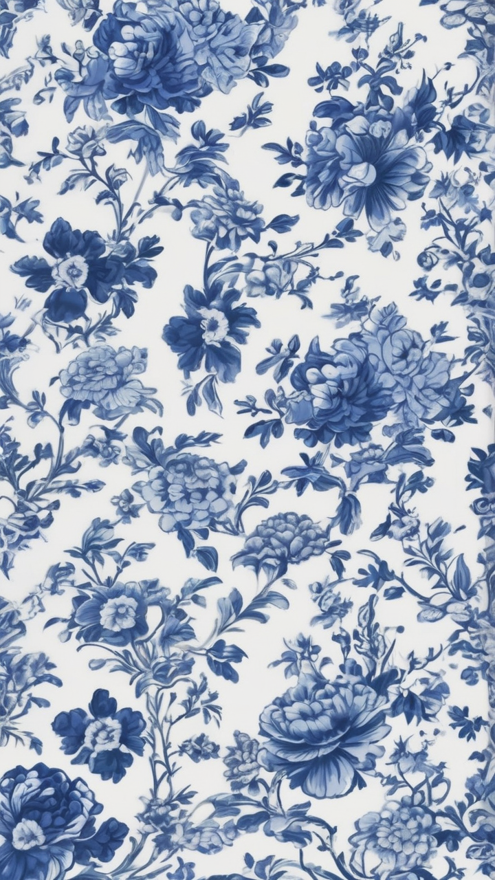Blue and white porcelain pattern wallpaper