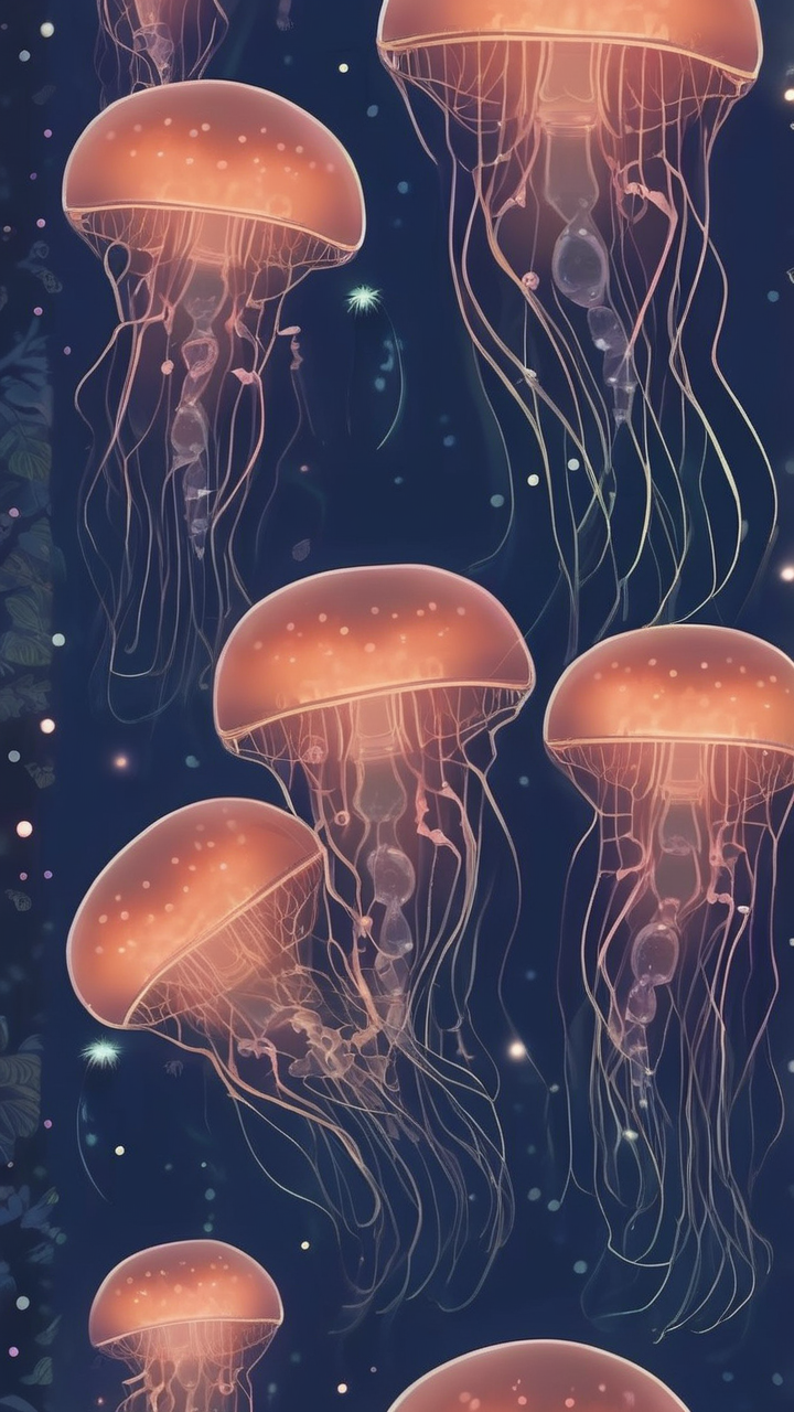 Moon jellyfish glow wallpaper