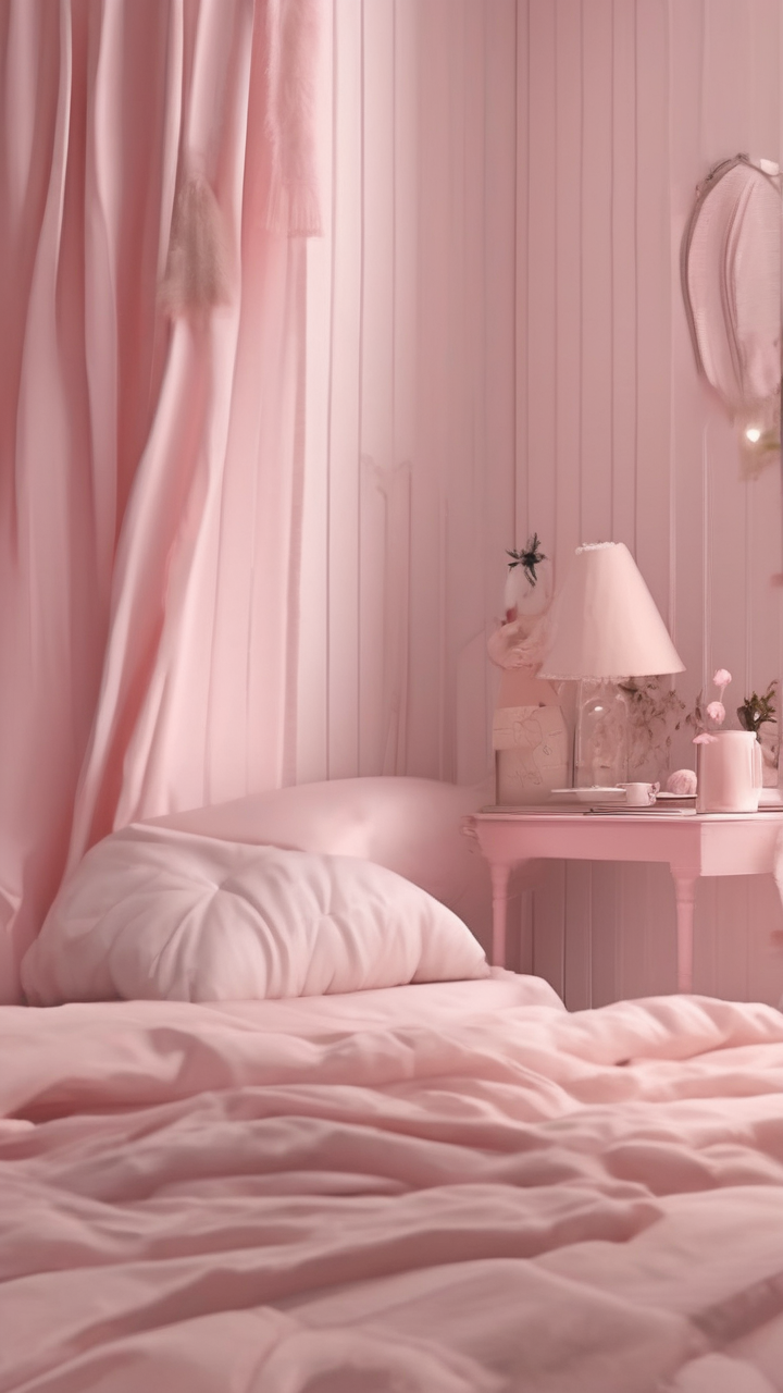 Soft pink bedroom morning wallpaper
