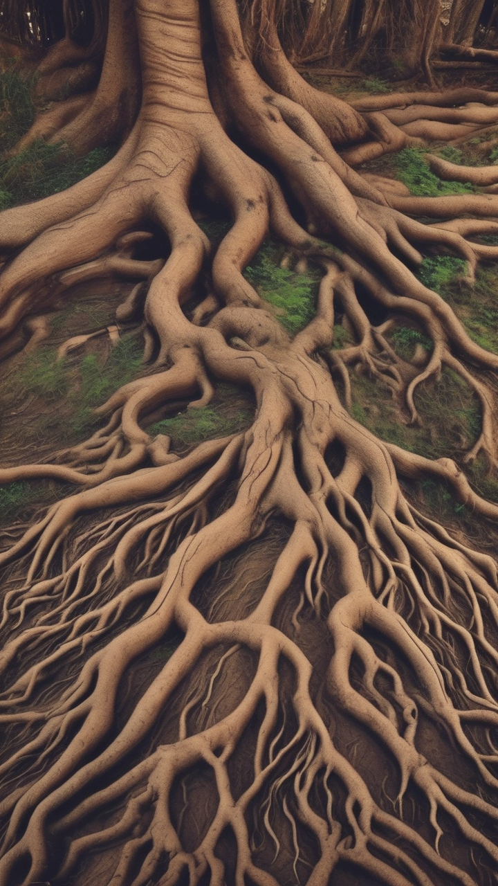 Ancient tree roots wallpaper