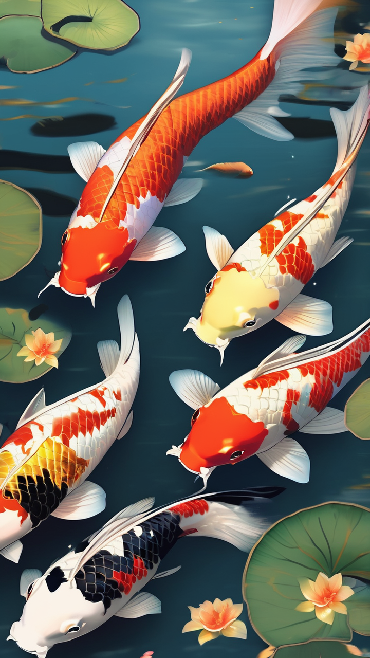 Colorful koi pond wallpaper